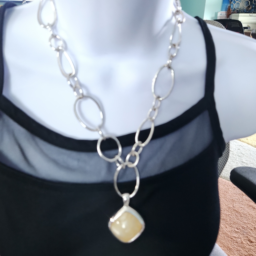 Vintage Joan Rivers Silvertone Necklace With Changeable Stones